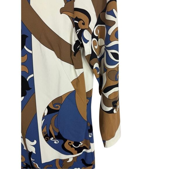 J. McLaughlin Sophia Dress Blue and Khaki- Size M - Picture 3 of 7